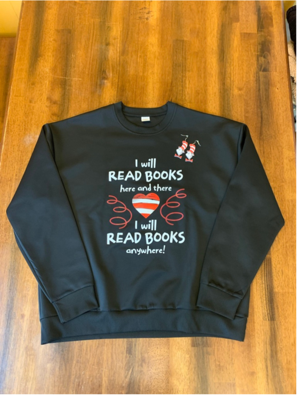 Shein sweatshirt XL Black Cat In the Hat Dr. Seuss 1 set earrings